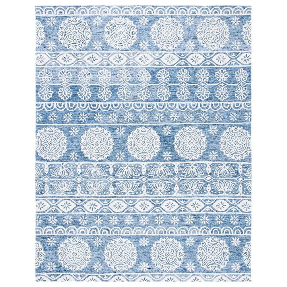 Safavieh Micro-Loop MLP607M 8" x 10" Blue and Ivory Area Rug, , large