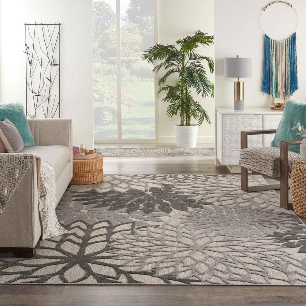Nourison Aloha 7&#39; x 10&#39; Silver and Grey Indoor/Outdoor Area Rug, , large