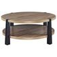 Ashley Ridgester Round Coffee Table in Light Brown and Matte Black, , large