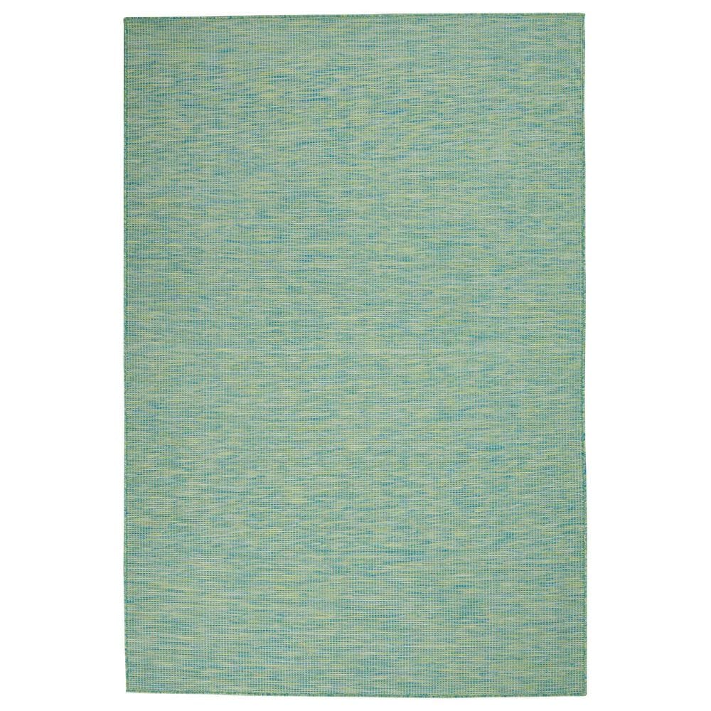 Nourison Positano 8&#39; Round Blue and Green Indoor/Outdoor Area Rug, , large
