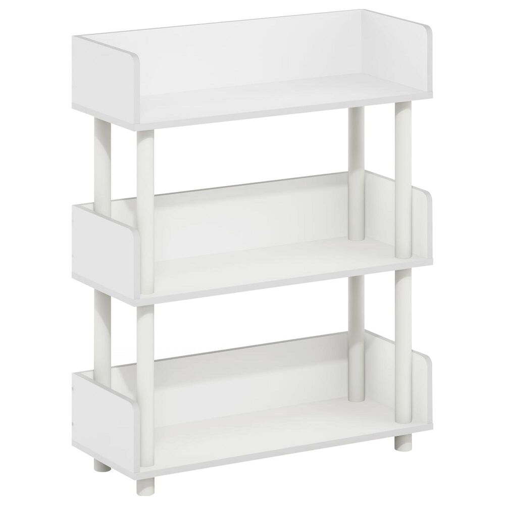 HOMLUX Turn-N-Tube 3-Tier Open Display Storage Bookshelf in White, , large