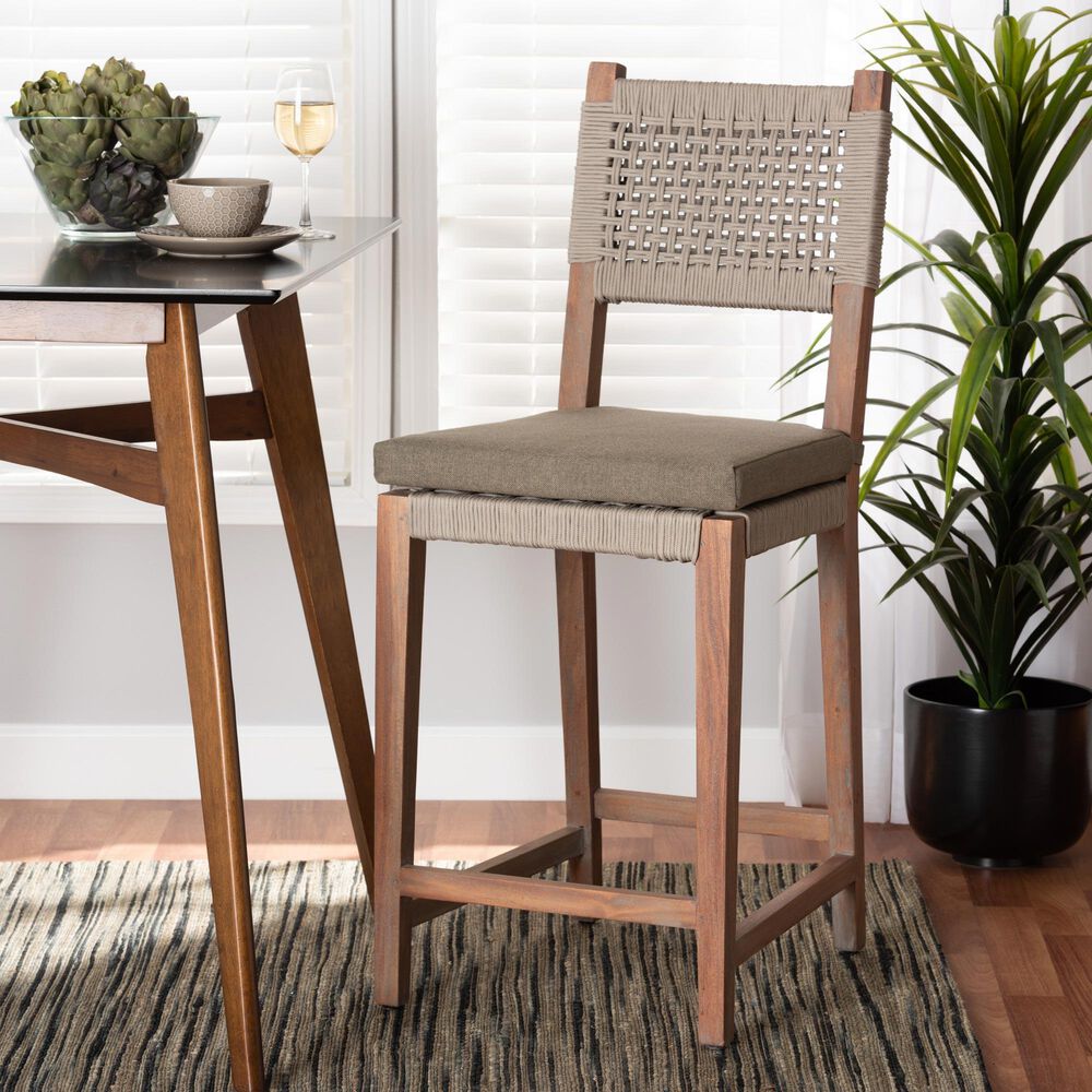Baxton Studio Heyna Counter Stool in Mahogany, , large