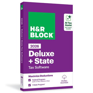 H&R Block Deluxe + State 2026 Tax Software for PC and MAC, , large
