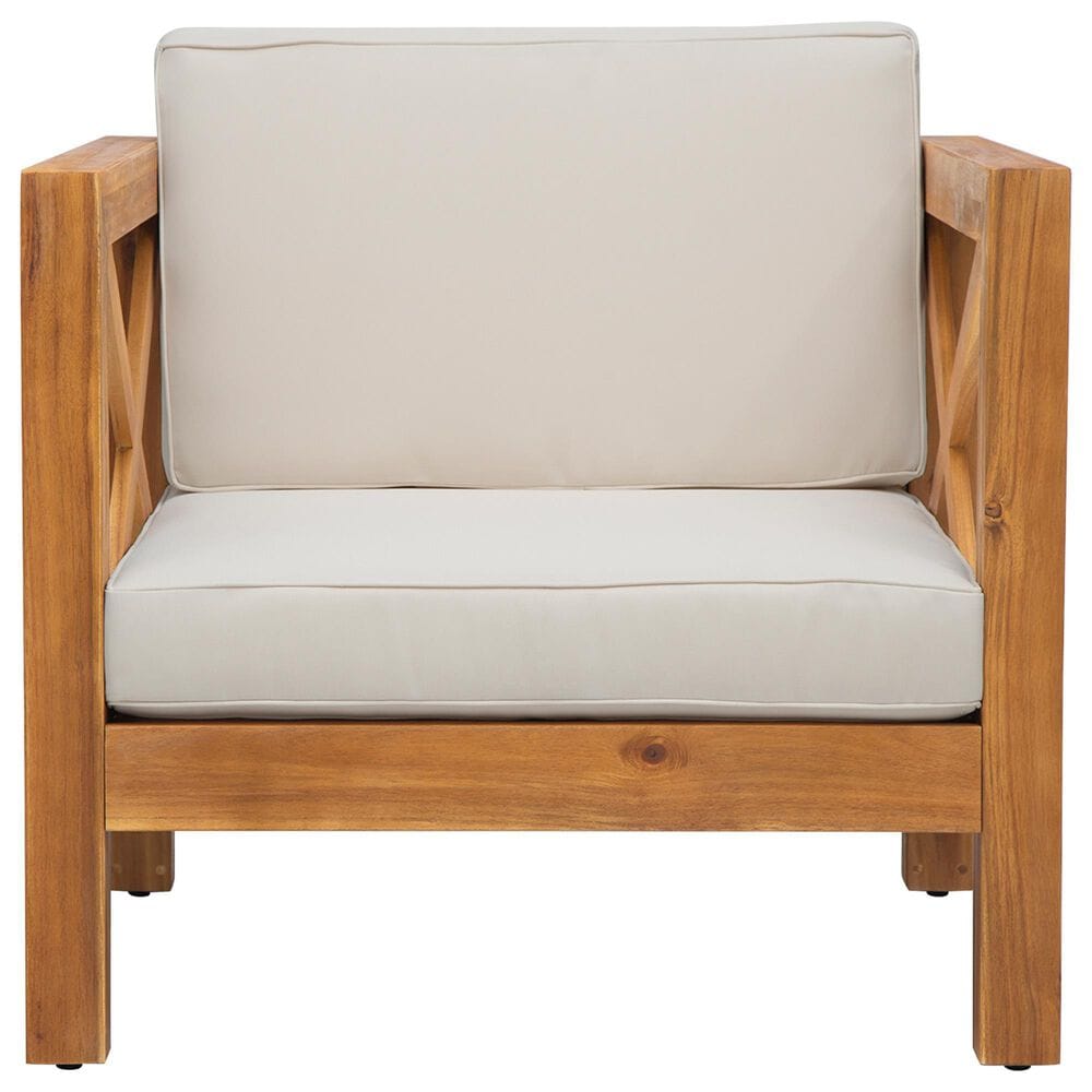 Hearth and Haven Brava Outdoor Club Chair with Cross-Back Design in Beige, , large