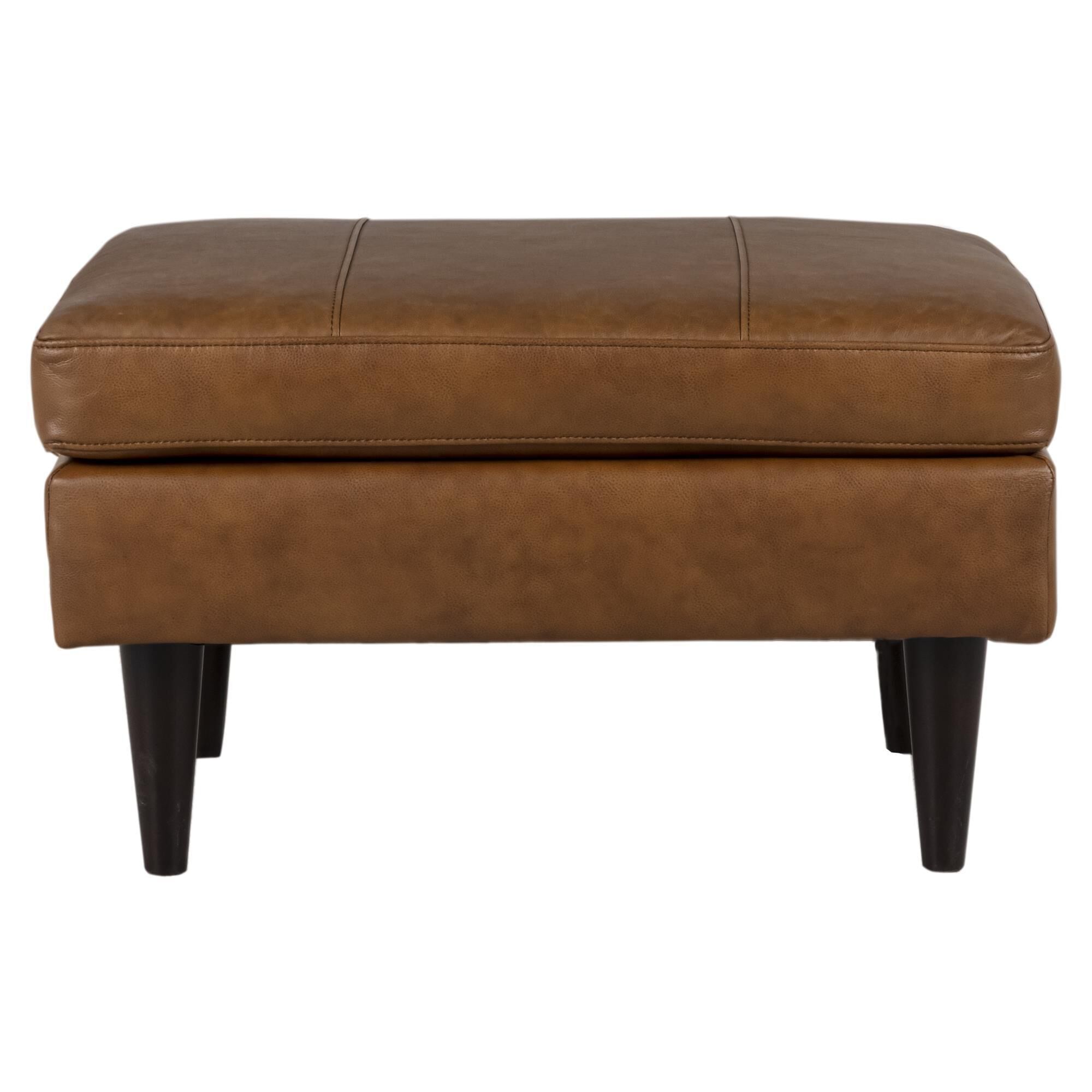Best Home Furnishings Trafton Leather Ottoman in Rust Tan