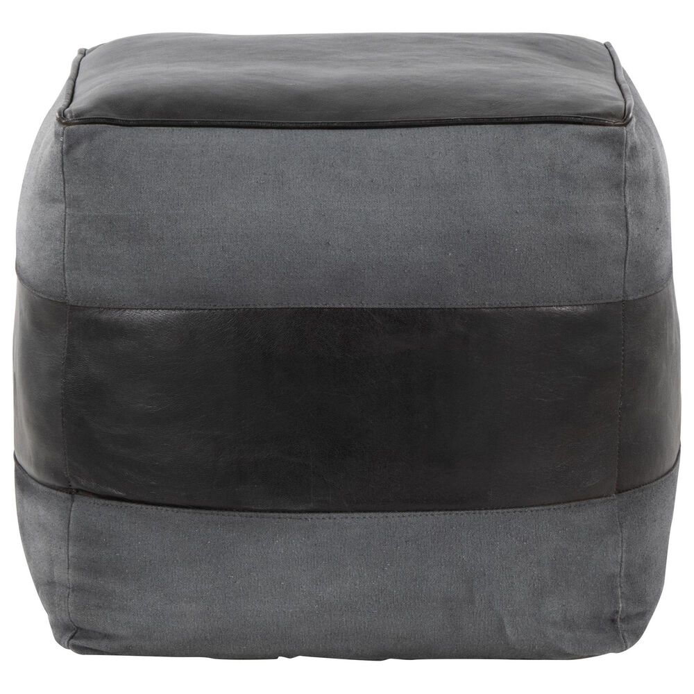 Lumisource Cobber Canvas Pouf in Black and Grey, , large