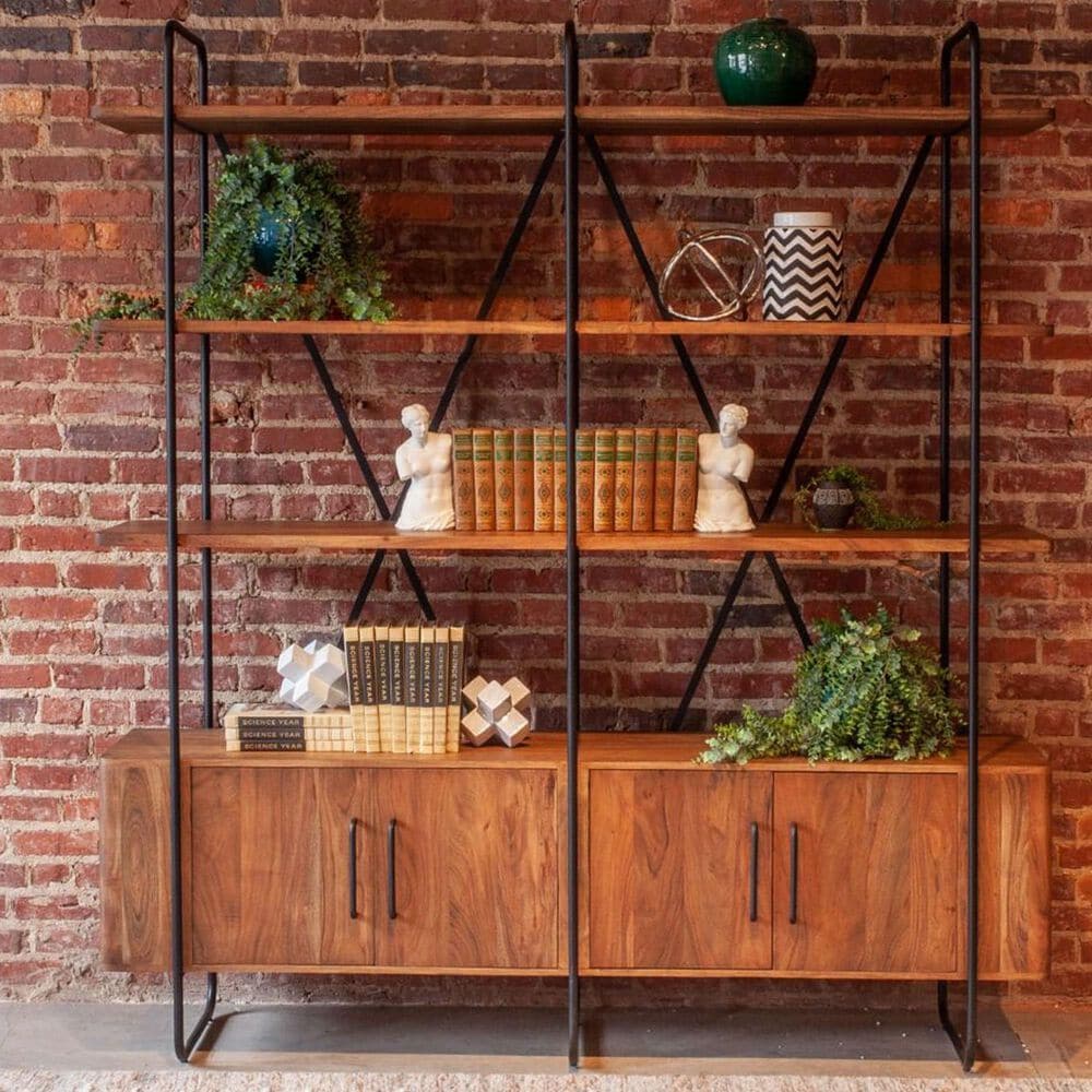 Home Trends &amp; Design Verbania 4-Shelf Bookshelf in Pecan Brown, , large