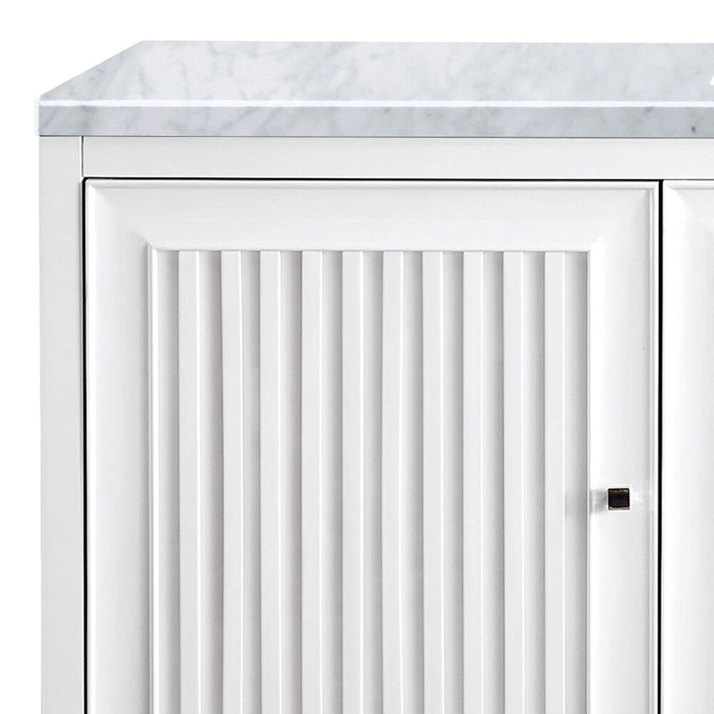 James Martin Vanities Athens 60&quot; Single Bathroom Vanity in Glossy White with 3 cm Carrara White Marble Top and Rectangular Sink, , large