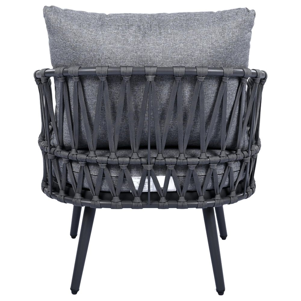 Hearth and Haven 4-Piece Patio Conversation Set with Gray Cushion in Black, , large