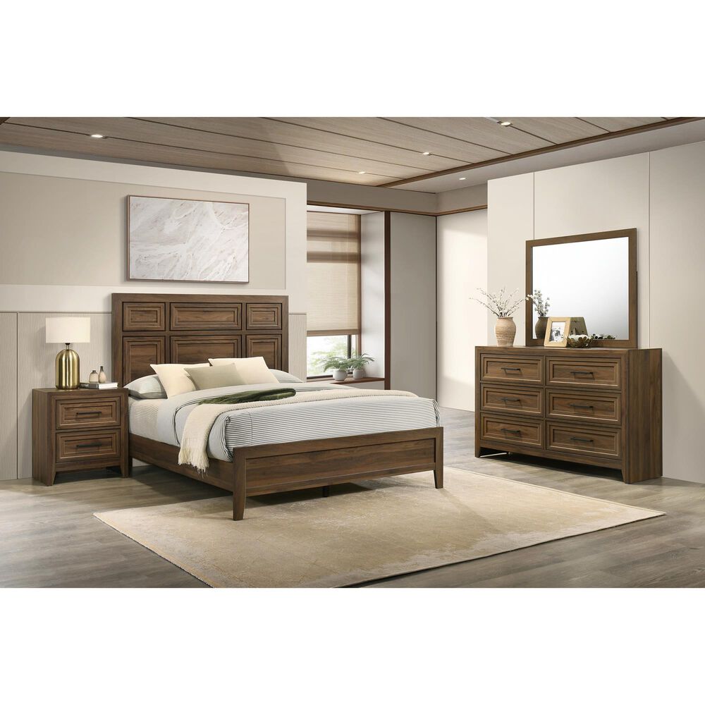 Crown Mark Lorraine 2 Drawer Nightstand in Medium Brown, , large