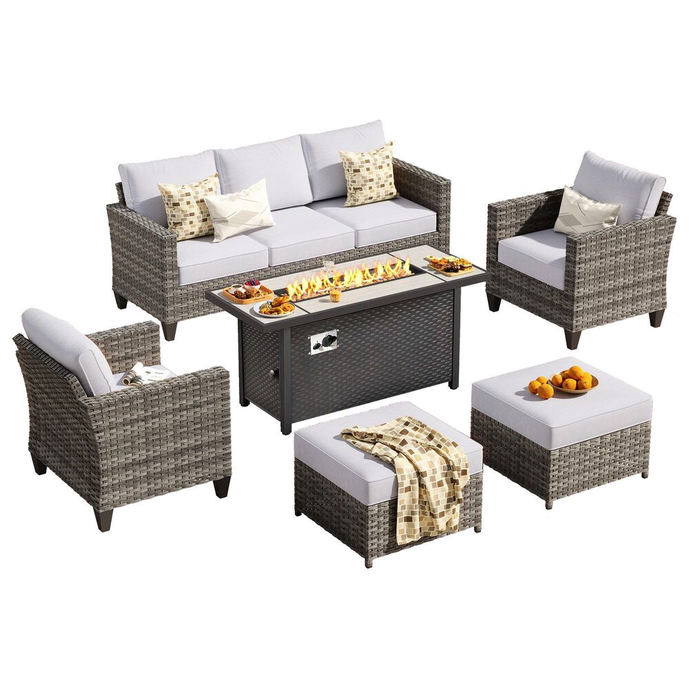 HOMLUX 6-Piece Outdoor Sofa Set in Gray, , large