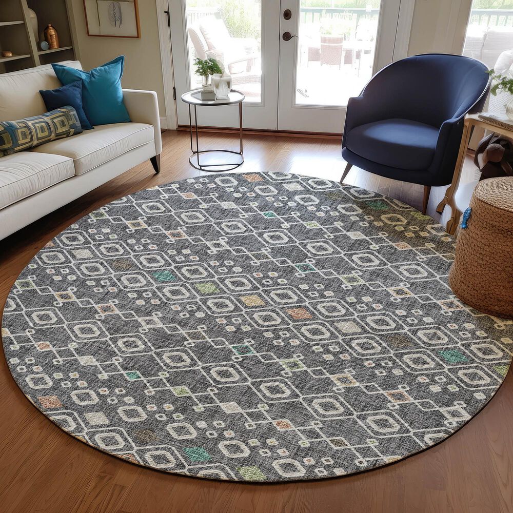 Dalyn Rug Company Portico PO4 Gray 8&#39; Round Area Rug, , large