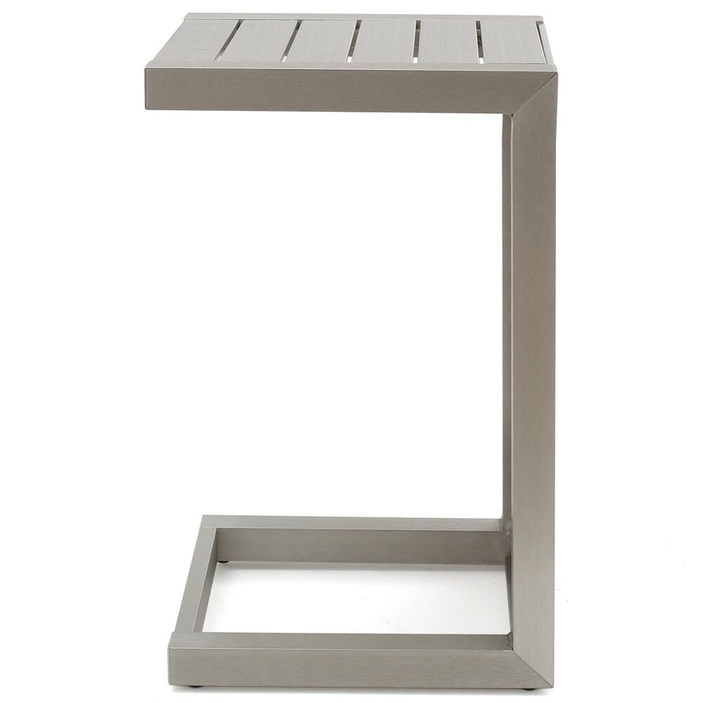 Hearth and Haven Cape Coral C-Shaped Patio Side Table in Silver, , large