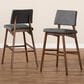 Baxton Studio Colton Bar Stool with Dark Gray Cushion in Walnut Brown (Set of 2), , large
