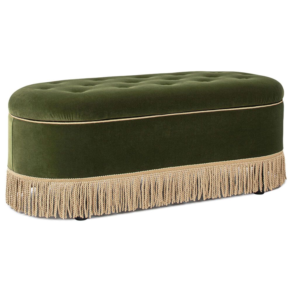 Jennifer Taylor Home Melinda Storage Bench with Tufted Bullion Fringe in Olive Green, , large