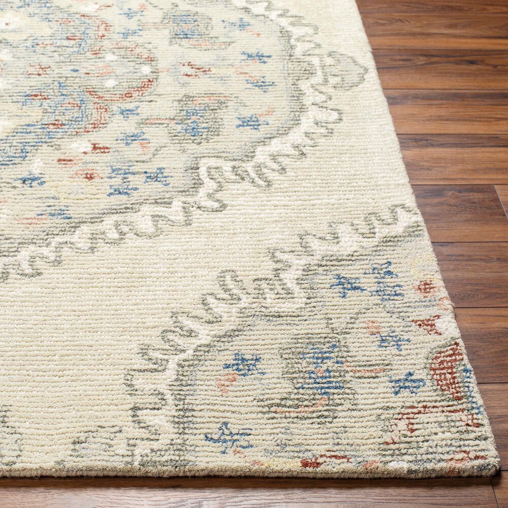 Surya Vivianne 2&#39; x 3&#39; Ivory, Dusty Sage, Brick Red and Dark Blue Area Rug, , large