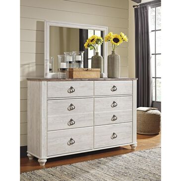 Ashley Willowton 6 Drawer Dresser and Mirror in Whitewash, , large