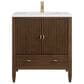 James Martin Myrrin 30" Single Bathroom Vanity in Mid-Century Walnut with Single Hole 3 cm White Zeus Silestone Top and Rectangular Sink, , large