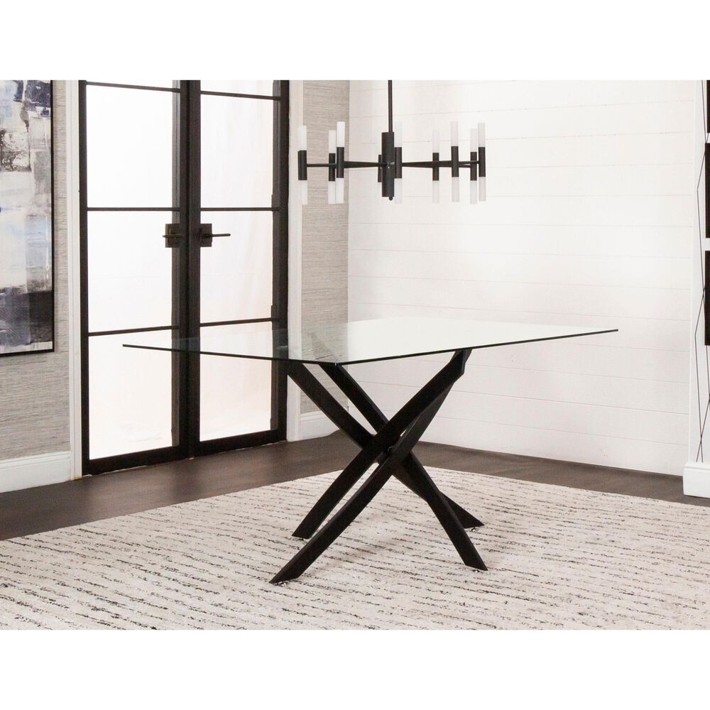 Sunset Lena 7-Piece Rectangular Dining Set in Clear and Matte Black, , large