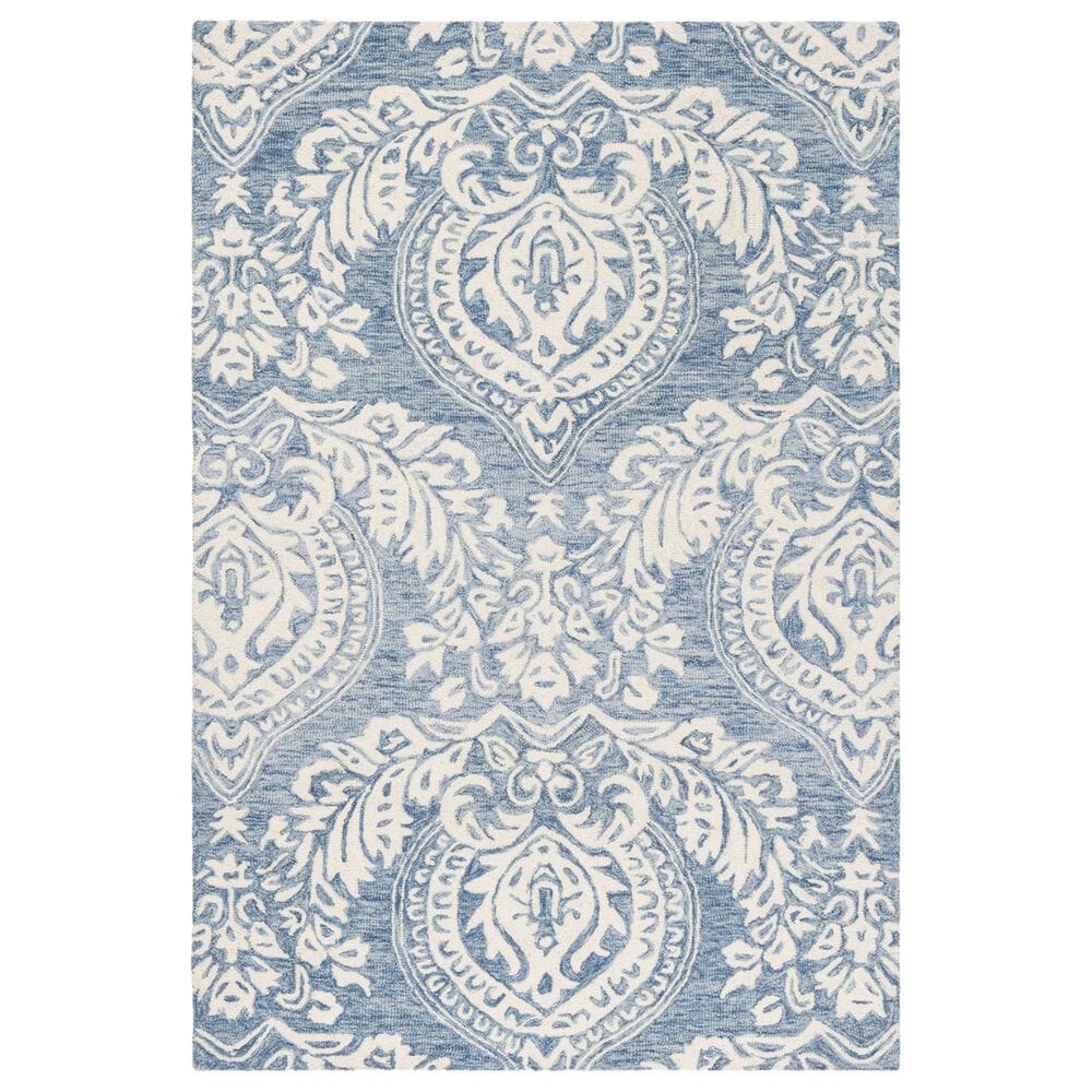 Safavieh Micro-Loop MLP512M 4" x 6" Blue and Ivory Area Rug, , large