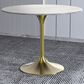 Leisuremod LeisureMod Verve Collection 36 Round Dining Table, Brushed Gold Base with Sintered Stone White Top, , large