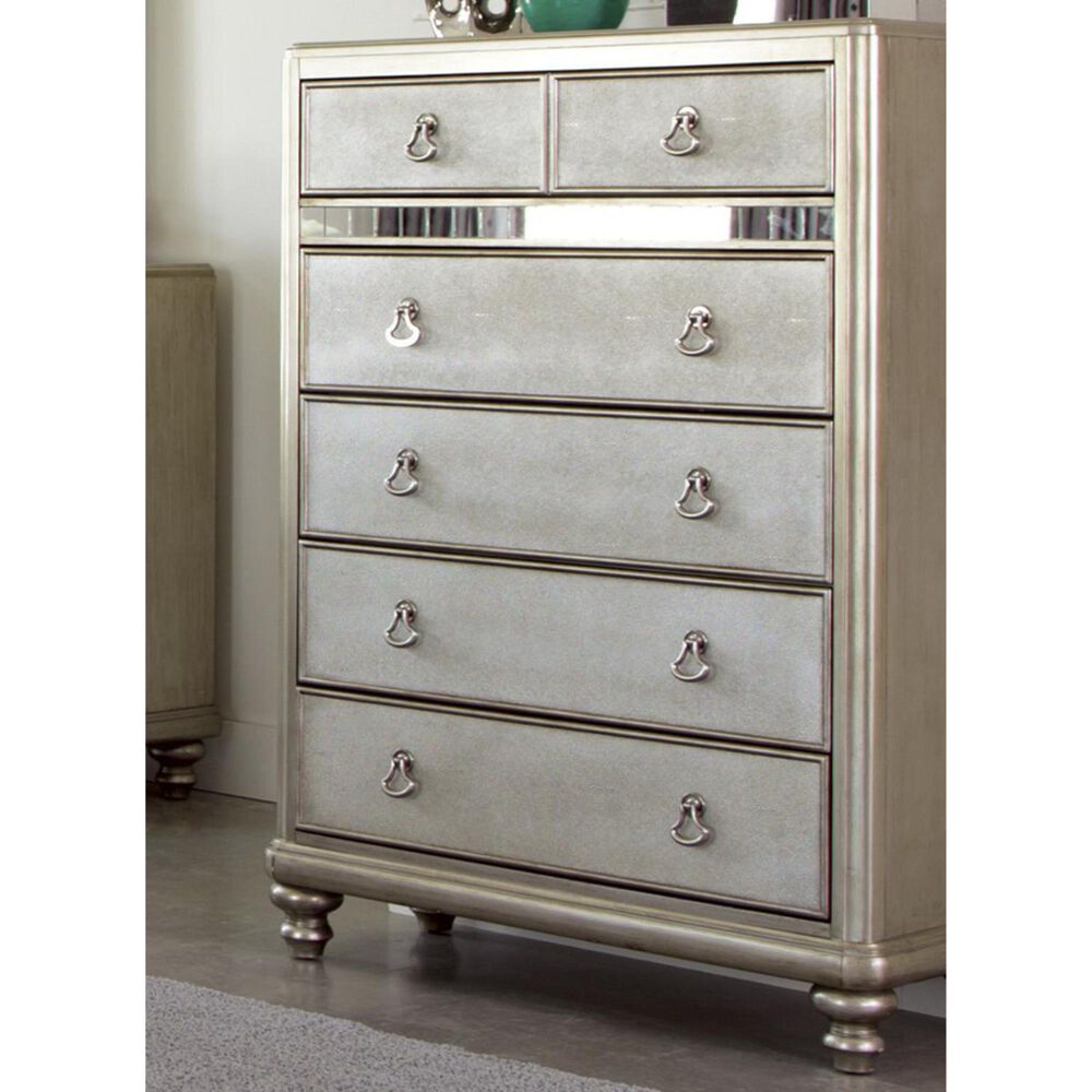 Pacific Landing Bling Game 6 Drawer Chest in Metallic Platinum, , large