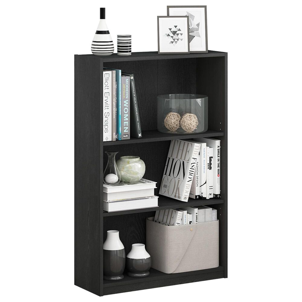 HOMLUX 3-Tier Display Bookshelf with Adjustable Shelves in Blackwood, , large