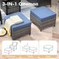 HOMLUX 3-Piece 72" Patio Sofa and Ottoman Set in Denim Blue, , large