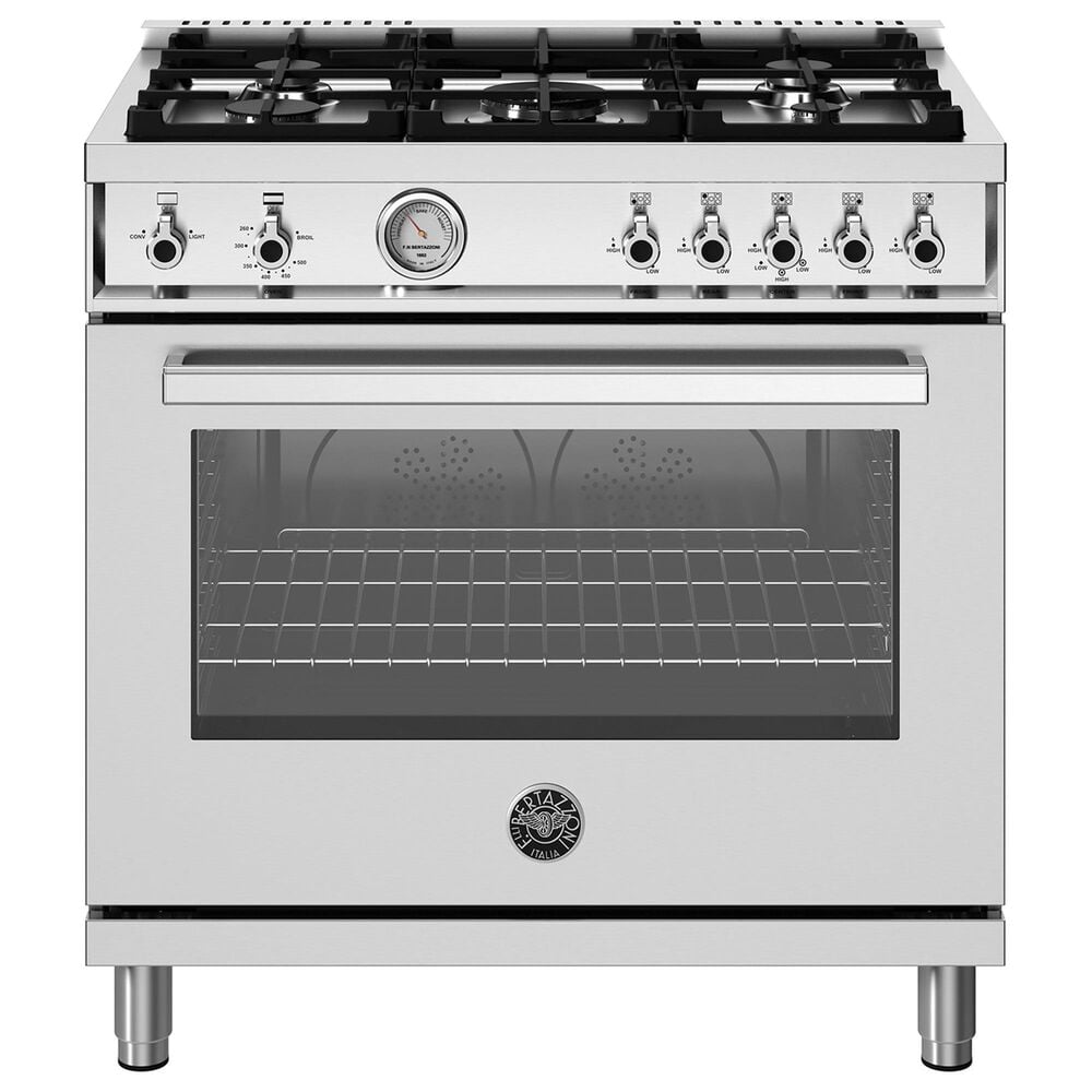Bertazzoni Professional 5.9 Cu.Ft. Gas Range with Dual Convection and Temperature Gauge in Stainless Steel, , large