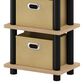 HOMLUX 5-Tier Tall Corner Open Bookshelf with 4 Storage Bins in Oak and Black, , large