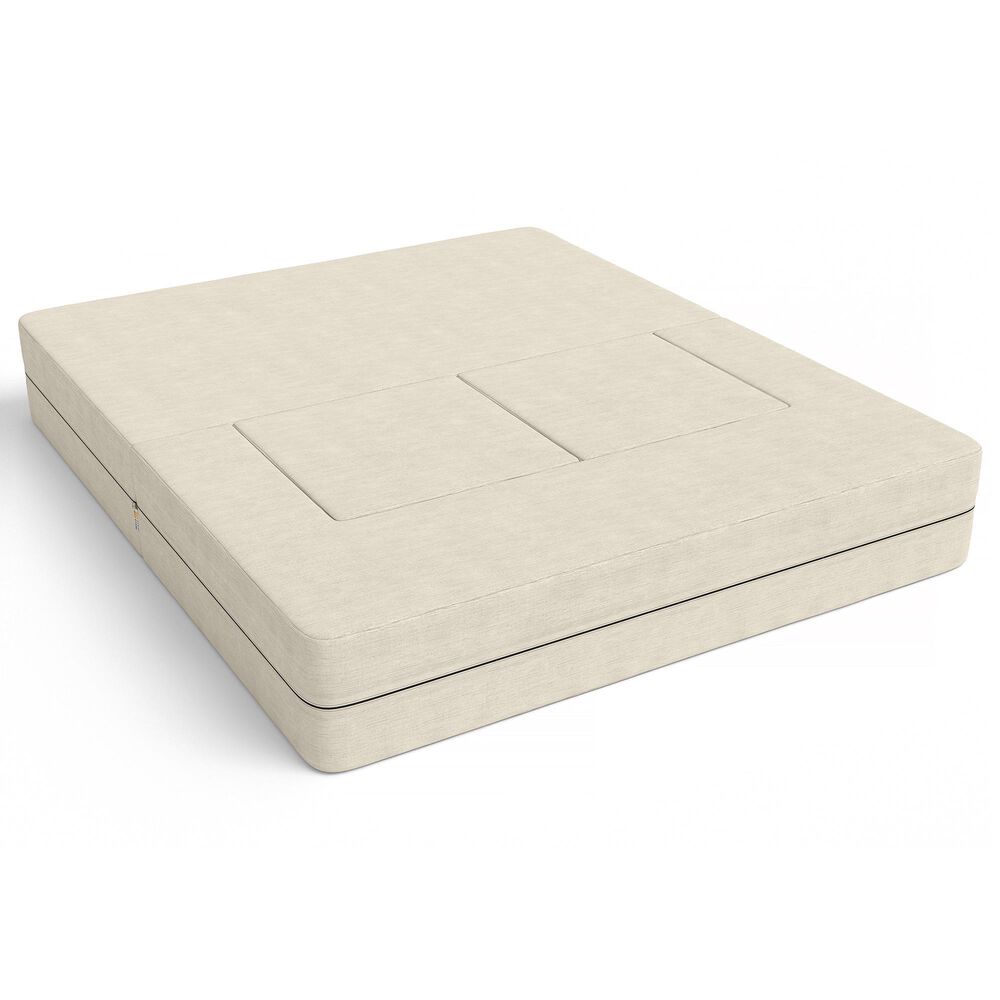 Jaxx Zipline 3-Piece Stationary Convertible Sleeper Loveseat in Ivory Velvet, , large