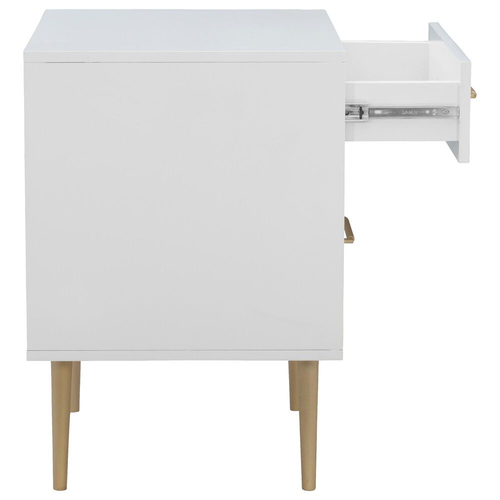 Linon Home Decor Gloria 2-Drawer Nightstand in White and Gold, , large