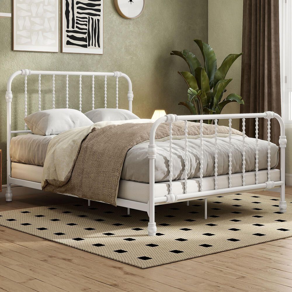 Furniture of America Wren Full Spindle Kids Bed in White, , large