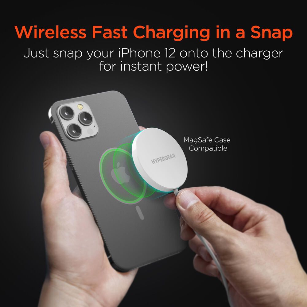 Hypercel Magnetic 15W Wireless Charger in White, , large