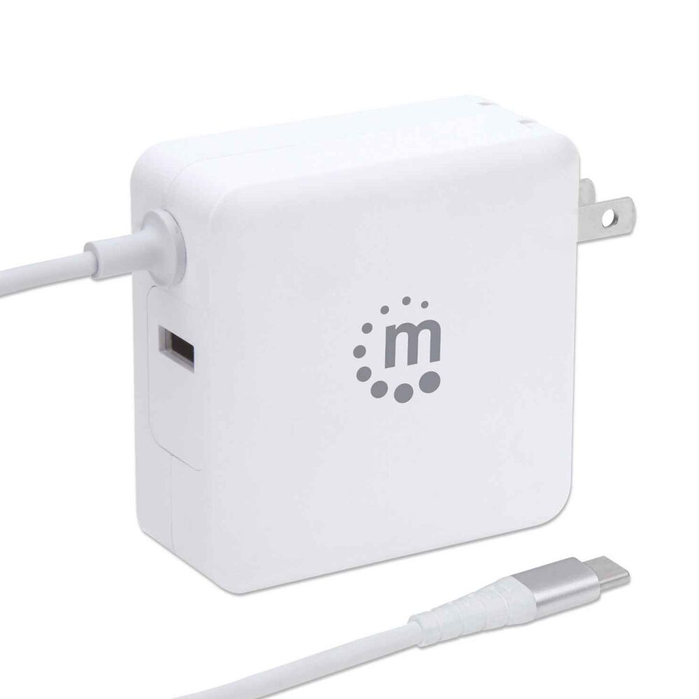 Manhattan Power Delivery Wall Charger with Built-in USB-C Cable in White, , large