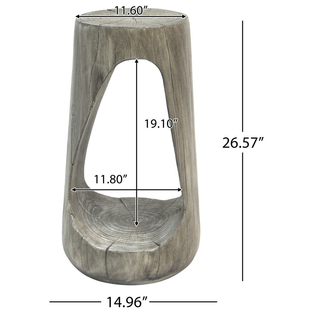 Hearth and Haven Outdoor End Table with Hollow Design in Gray, , large