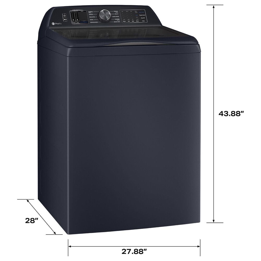 GE Profile 5.4 Cu. Ft. Top Load Impeller Washer and 7.3 Cu. Ft. Electric Dryer Laundry Pair in Sapphire Blue, , large