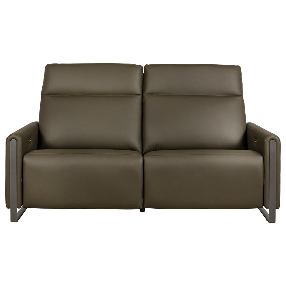 Elran Furniture Leather Power Reclining Sofa in Tuscan Olive, , large