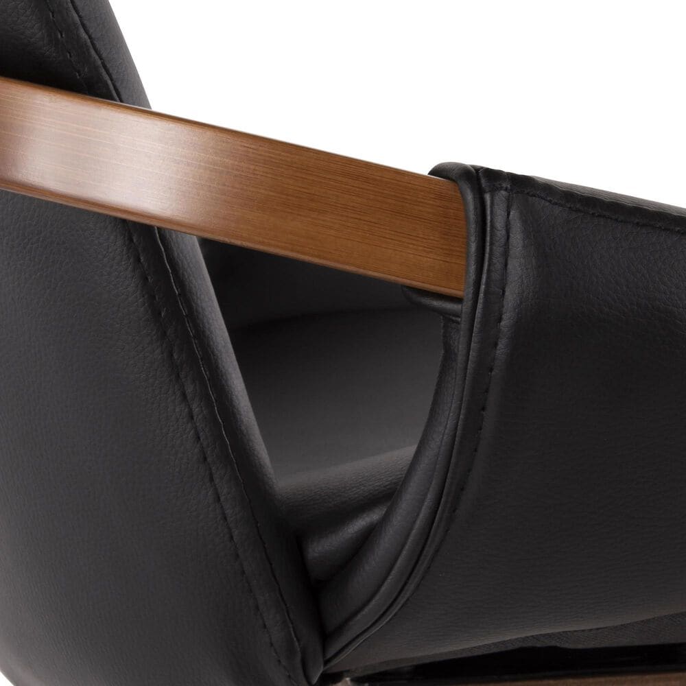 Lumisource Cosmo Arm Chair with Black Faux Leather Cushion in Walnut, , large