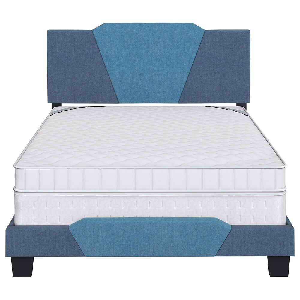 Accent Tuscany Full Upholstered Bed in Ocean Blue and Blue, , large