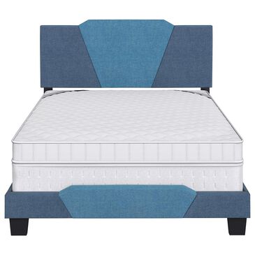 Accent Tuscany Full Upholstered Bed in Ocean Blue and Blue, , large