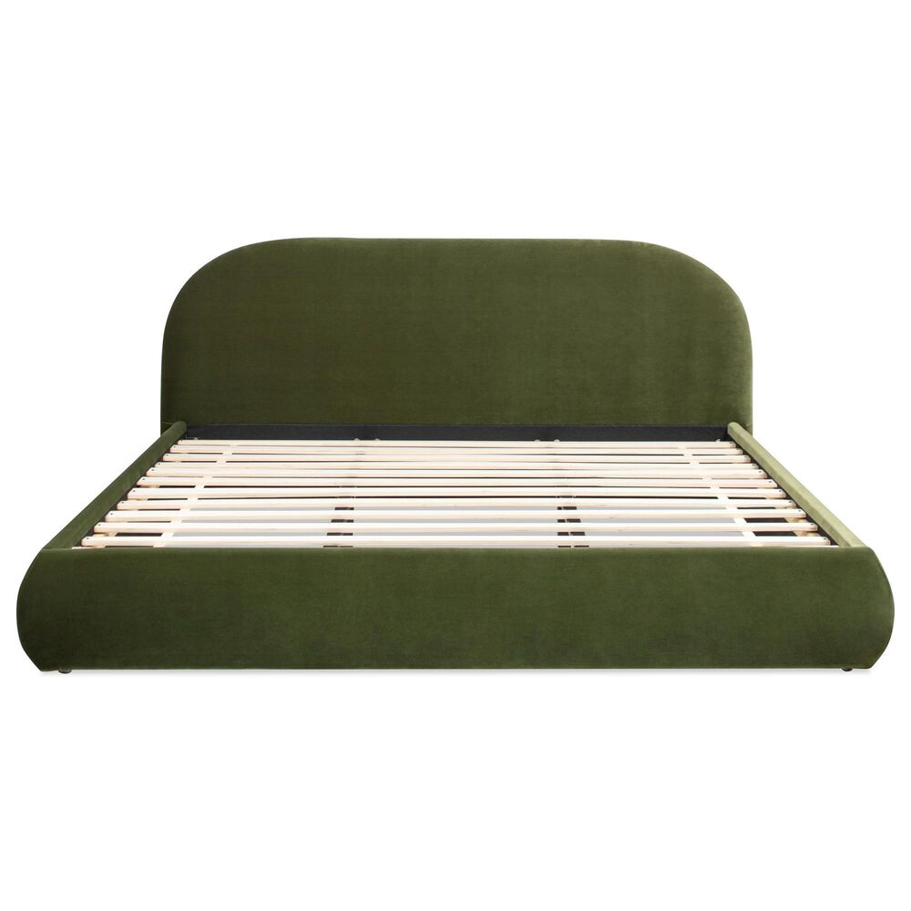 Jennifer Taylor Home Archie Puffy Grounded King Upholstered Platform Bed in Olive Green, , large