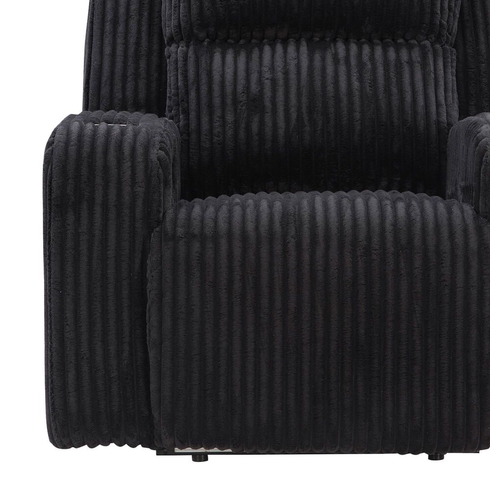 Ashley Forest Lake Power Recliner with Adjustable Headrest in Black Velvet, , large