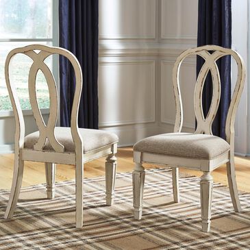 Signature Design by Ashley Realyn Dining Splat Back Side Chair in Chipped White (Set of 2), , large