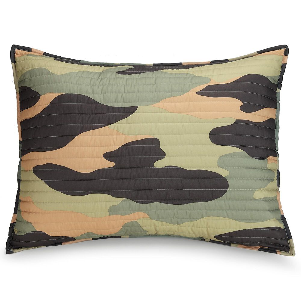 Peking Handicraft Covert Camo 3-Piece Full/Queen Quilt Set in Green, Yellow and Grey, , large
