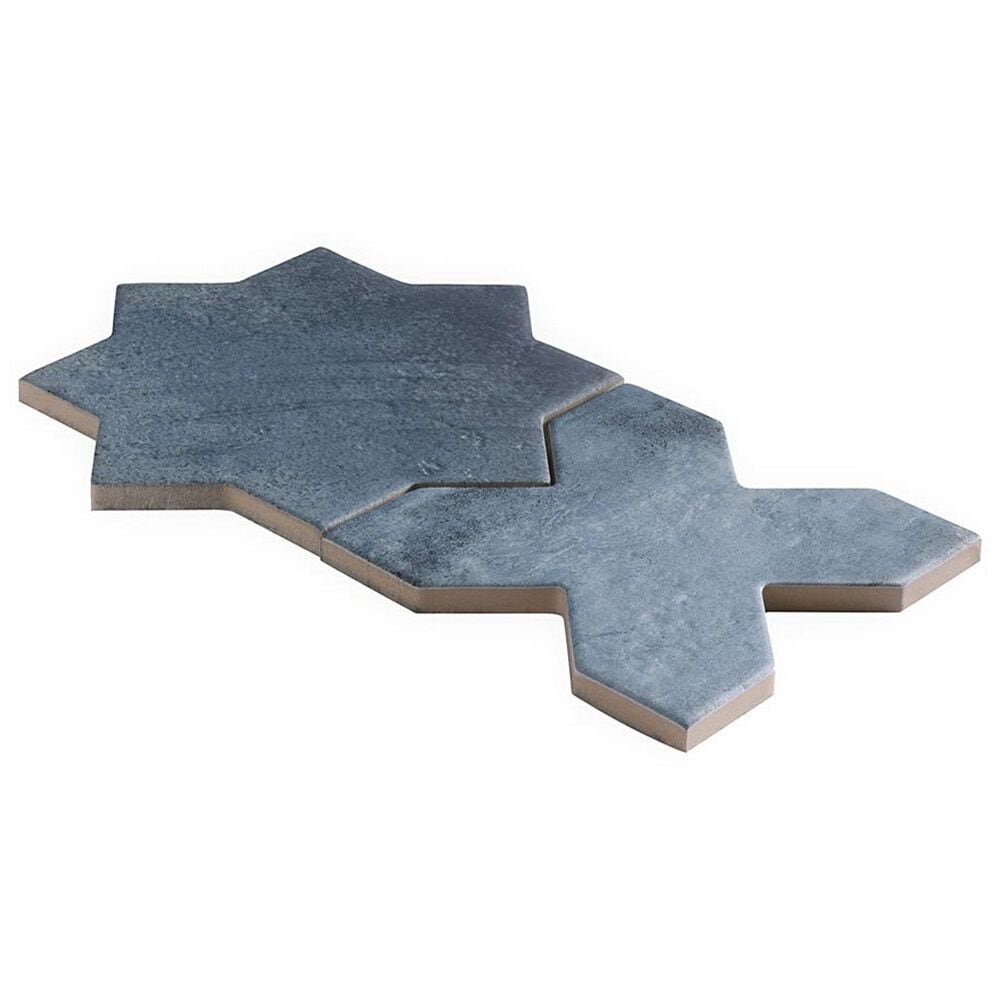 Soho Studio Malta Denim Blue Star and Cross 6" x 6" Porcelain Tile Kit, , large
