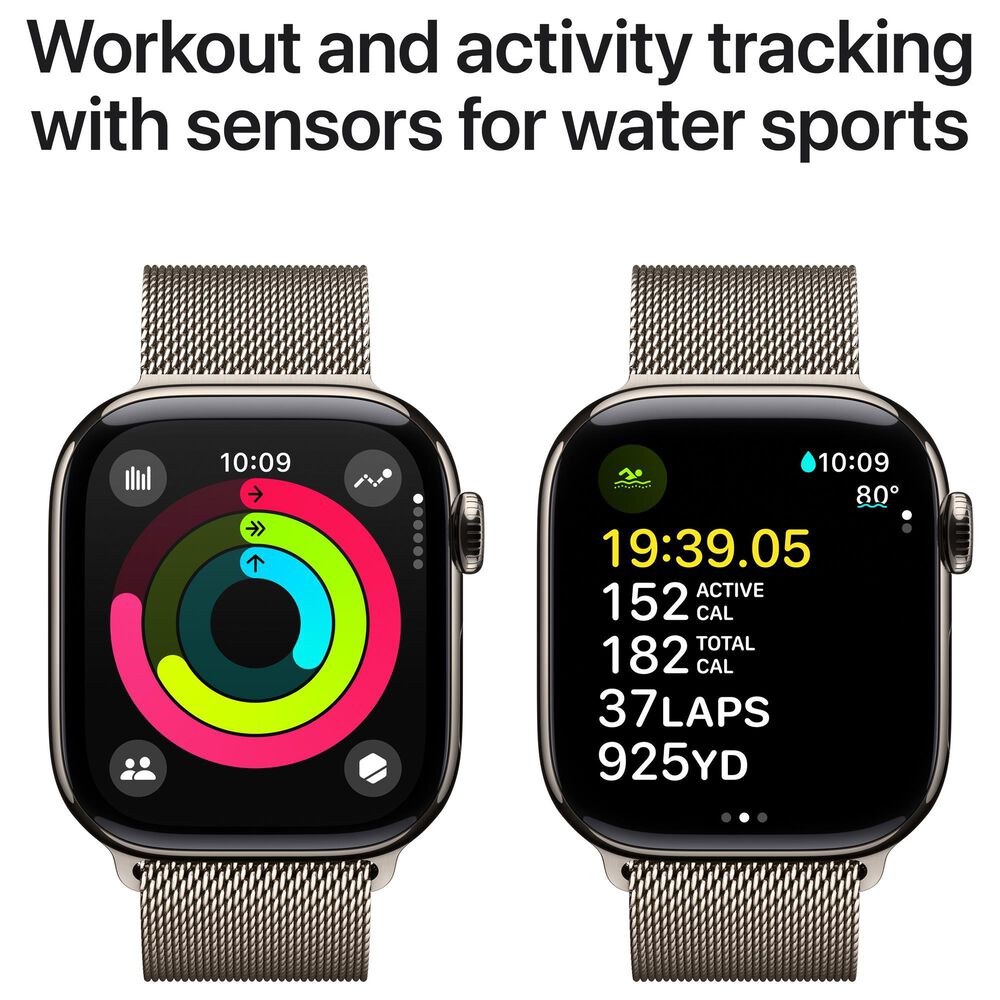 Apple Watch Series 10 GPS + Cellular 42mm Natural Titanium Case with Natural Milanese Loop, , large