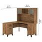 Bush Somerset 60" L-Shaped Desk with Hutch in Fresh Walnut, , large