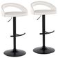 LumiSource Grotto Adjustable Bar Stool with White Faux Leather Upholstery in Black (Set of 2), , large