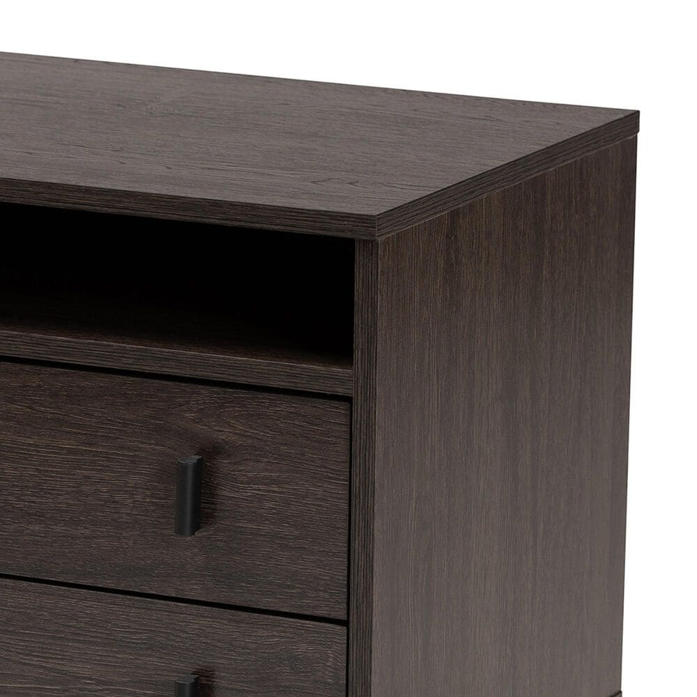 Baxton Studio Glover 2-Drawer Nightstand in Dark Brown and Black, , large